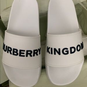 COPY - Burberry White Branded Sliders-NWT